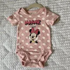 【美品】H＆M 半袖ロンパース ドット ピンク ミニーちゃん 新生児 60cm