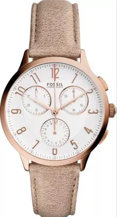 FOSSIL ベージュレザー クロノグラフウォッチ CH3016