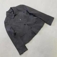ABECHE ジャケット ショート丈 ウール混 ヘリンボーン柄 グレー