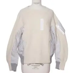 sacai 22AW ウールニット ナイロンツイルプルオーバー サイズ1