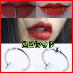 ピアス 2点セット 口ピ 鼻ピ 唇 鼻 韓国 メンズ レディー フェイク お洒落