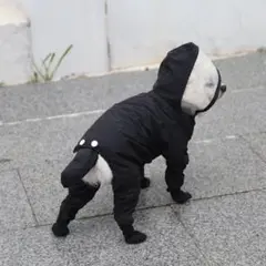 雨 足カバー付き カッパ 可愛い 犬 レインコート 散歩 ブラック dog047