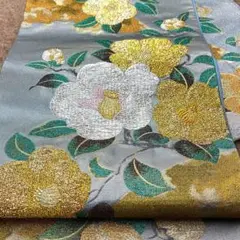 ほぼ半額◆六通 袋帯 招椿彩寿文 プラチナ引箔