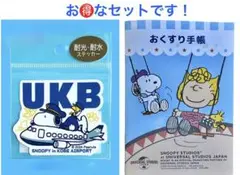 【神戸空港　限定品】スヌーピー　耐光・耐水ステッカー（飛行機）・お薬手帳　セット