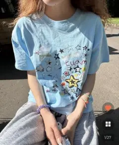 nugu Tシャツ スターオーバーフィットプリントシャツ