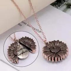 ひまわりペンダント ネックレス ビンテージ ピンクゴールド