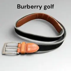 Burberry golf リボンベルト 本革 黒×グレー