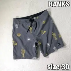 BANKS JOURNAL サボテン柄 ハーフパンツ ボードショーツ グレー系