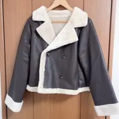 【新品未使用】ダークブラウン レザー ファー ジャケット ライダース コート