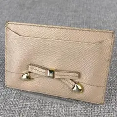 良品 PRADA◆プラダ カードケース サフィアーノレザー オークルベージュ