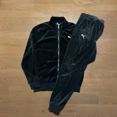 PUMA ベロアジャージセットアップ ブラック×ゴールド US Sサイズ
