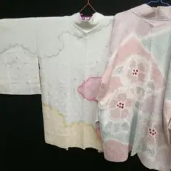 総絞り 羽織 2枚セット 正絹 リメイク ♯7851