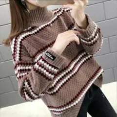 セーター ニット 厚手 ハイネック タートルネック カジュアル もこもこ