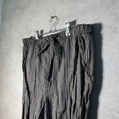 【ヴィンテージ】昭和レトロ ストライプ 麻混リラックスパンツ古着usedBM31