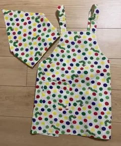 【110㎝】 はらぺこあおむし 水玉模様 エプロン&三角巾セット