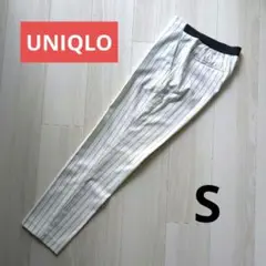 UNIQLO ユニクロ アンクルパンツ 白 ホワイト ストライプ S
