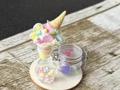［パフェ＆キャンディスイーツセット②］ミニチュア　フェイクスイーツ