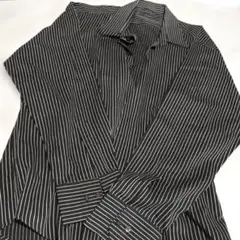 ストライプデザイン 長袖シャツ　黒白　ビックサイズ