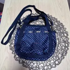 LeSportsac ネイビー ドット柄 ショルダーバッグ