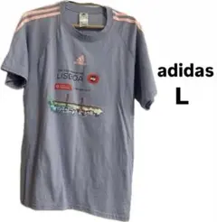 adidas グレー シャツ L