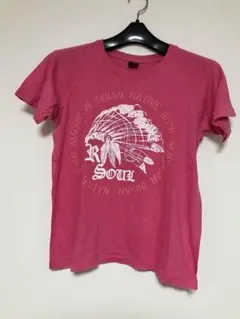 R SOUL インディアンモチーフ 半袖Tシャツ ピンク
