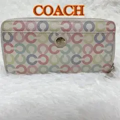 COACH コーチ 長財布 ラウンドファスナー シグネチャー カラフル