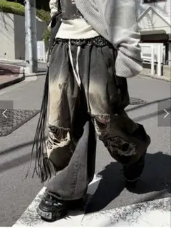 EEM XU DOG balloon damage denim pants