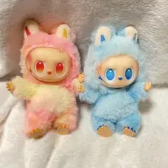 (83) 2体セット ぬいぐるみ ペンダント ピンク系 水色系