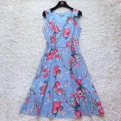 完売品✨ローラアシュレイ リネン混ノースリーブワンピース 花柄 11