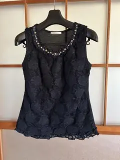 axes femme黒レース キャミソール ビーズ付き