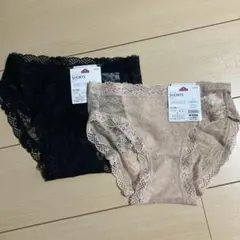 レースショーツ2枚セット S 黒 ベージュ
