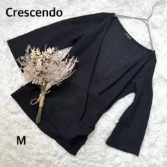 極美品✨【クレッシェンド】Vネックシアートップス 前開きアシンメトリー ブラック