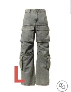 【新品未使用】entire studios DENIM CARGO ブラック L entire studios HEAVY DENIM CARGO TROUSERS (SURFACE WAVE)の