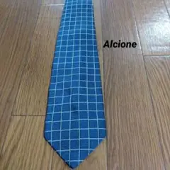 Alcione ミラノ アルシオーネ ネクタイ ブルー チェック イタリア産