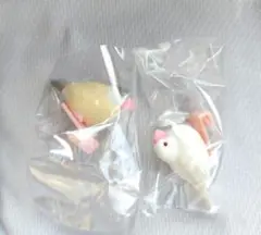 文鳥ヌードルクリップ　シナモン文鳥　白文鳥(くつろぐ)　2個セット