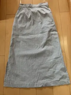 アトリエシックス　セモアージュ　青と白のギンガムチェック タイトスカート