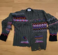 キディル×ルルムウ　ドローコードカーディガン　グレーピンク　豹柄 KIDILL×rurumu Drawcord Knit Cardigan style.2021.1.17 | 1513