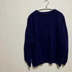 ネイビー クルーネック トレーナーシンプルゆったり