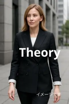 美品Theoryセオリーレディース黒ダブルジャケットサイドベンツM通勤ビジネス