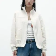 美品！ZARA ホワイト ジップアップジャケット パーカー
