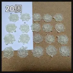 クリア 透け感有り アクリルカボション 花型 20個