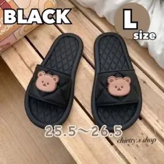 くまちゃん サンダル ルームシューズ トイレ ベランダ 室外 L BLACK