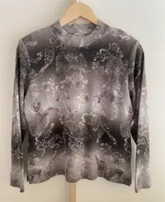 花みずき 長袖トップス グレー系 花柄