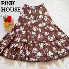 極美品【PINK HOUSE】ピンクハウス 花柄 レース フレアロングスカート