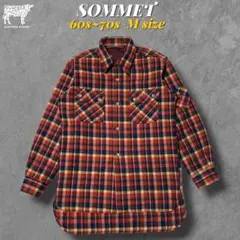 60s70s良配色ヴィンテージヘビーネルシャツ 表記M SOMMET 美品