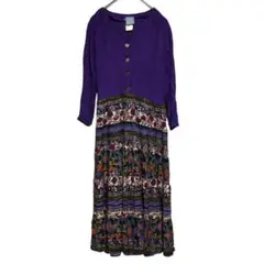 W-126【美品】rabbit DESIGNS ネイティブ柄ドッキングワンピース