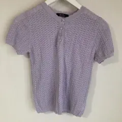 【着画あり】ラベンダー ニット 半袖