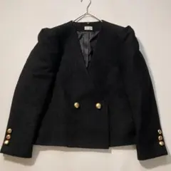 【美品】cygne　Michelle ノーカラー ツイードジャケット 金ボタン