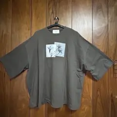 shiki tokyoフロントプリント五分袖Tシャツ