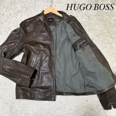【高級逸品】ヒューゴボス ライダース レザージャケット ラムレザー XL相当